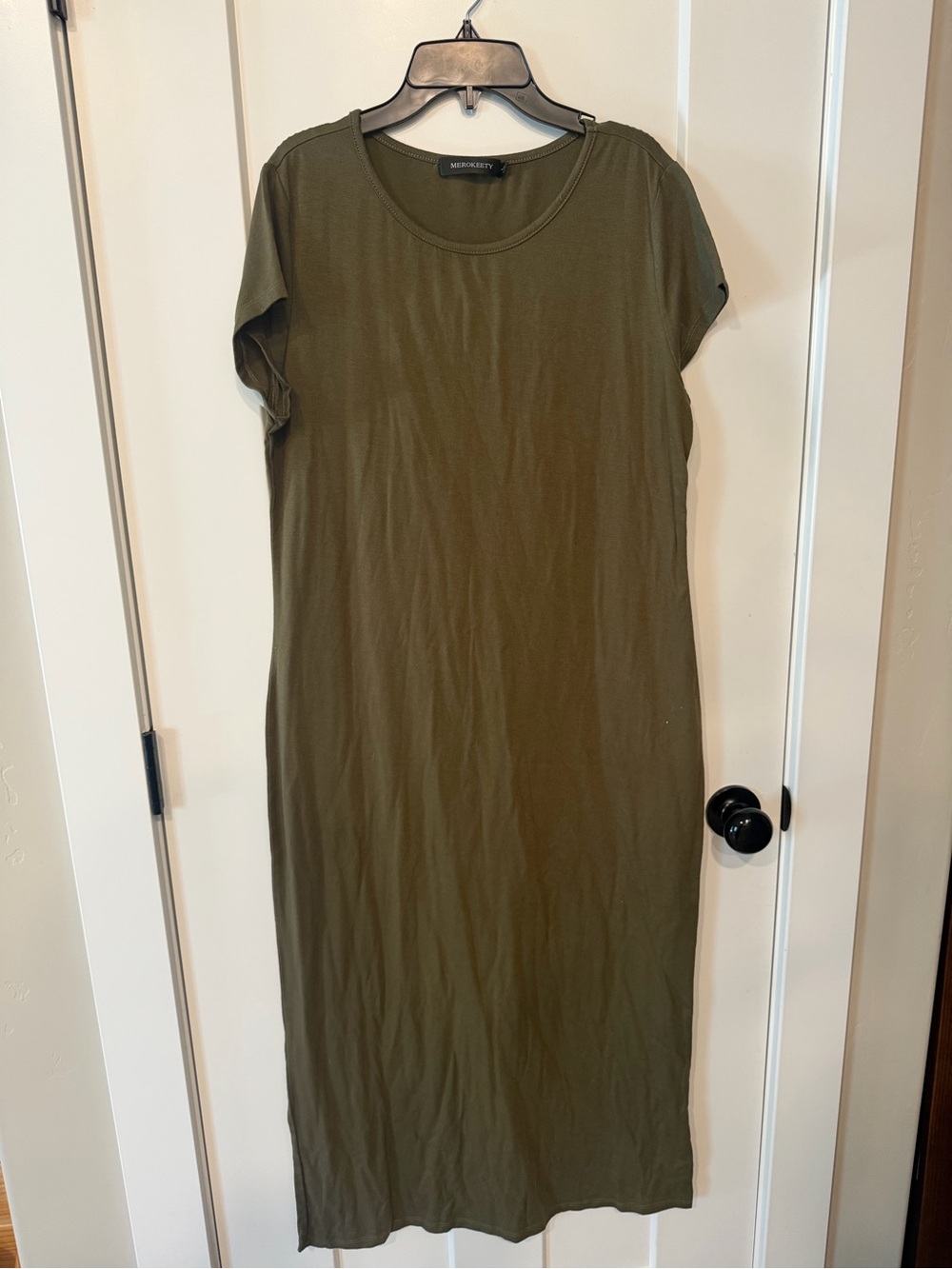 Women’s Merokeety Olive Green Maxi T-Shirt Dress Size Large